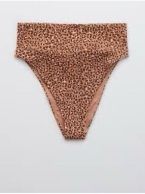 Aerie Ribbed Leopard High Cut Cheeky Bikini Bottom